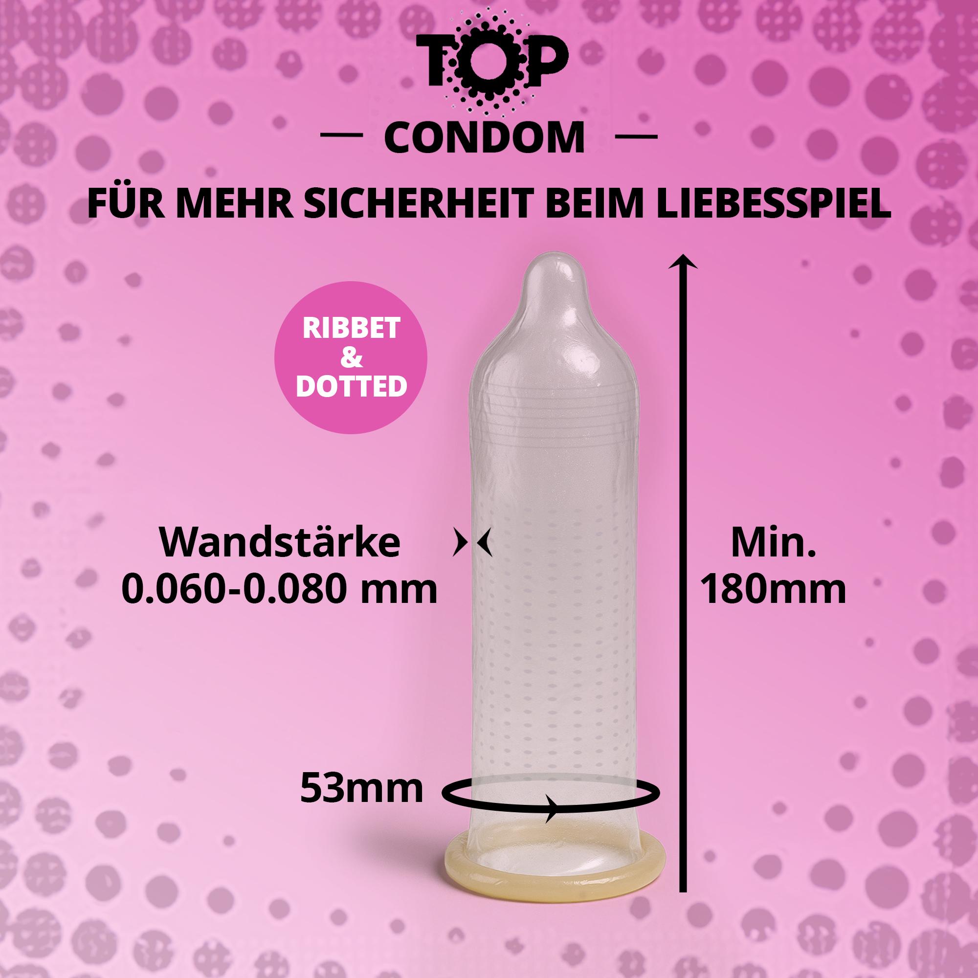 TOP Condoms Ribbed & Dots: Morse Code for Pleasure - Send all the Right Signals, Packs of 40