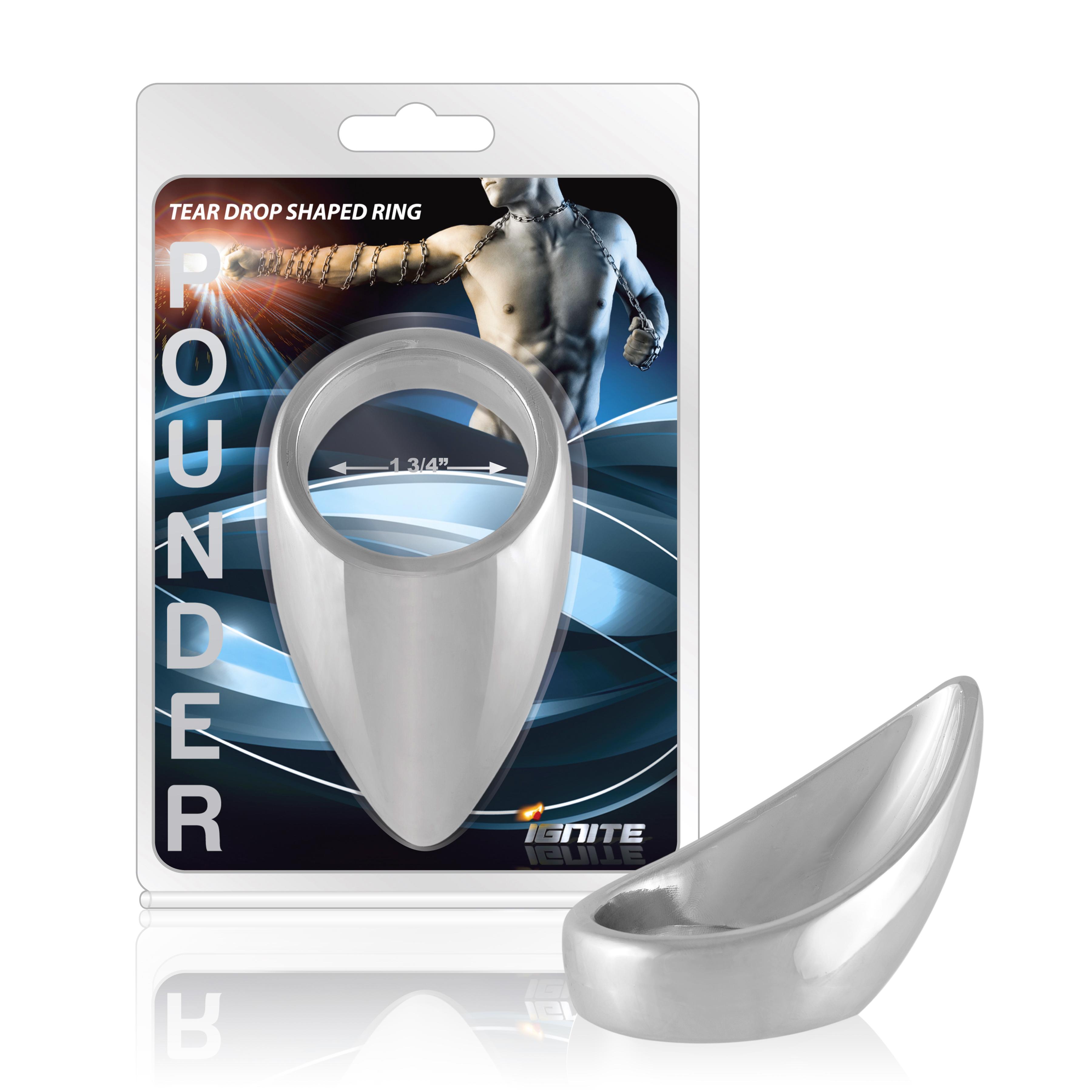 SI IGNITE Teardrop shaped Chromed Steel Pounder Cockring, ¯ 44 mm