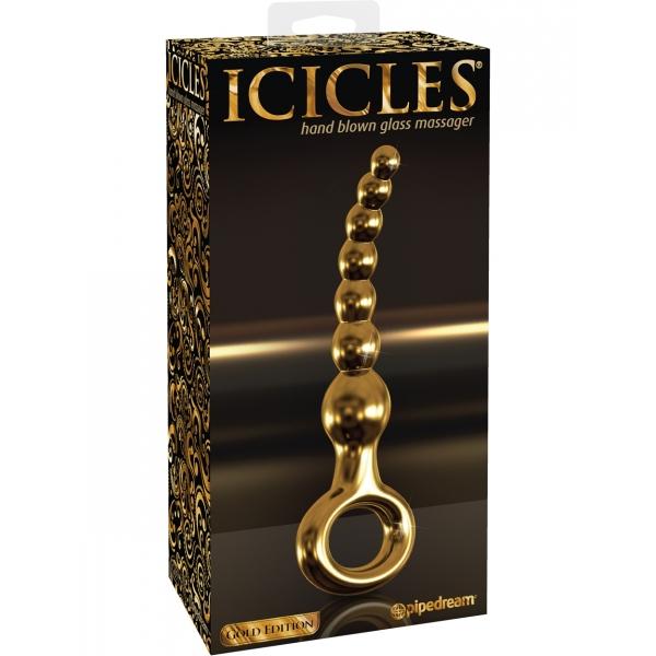 Icicles G09 Gold Edition Glass Massager, Anal Beads, Gold, 16 cm