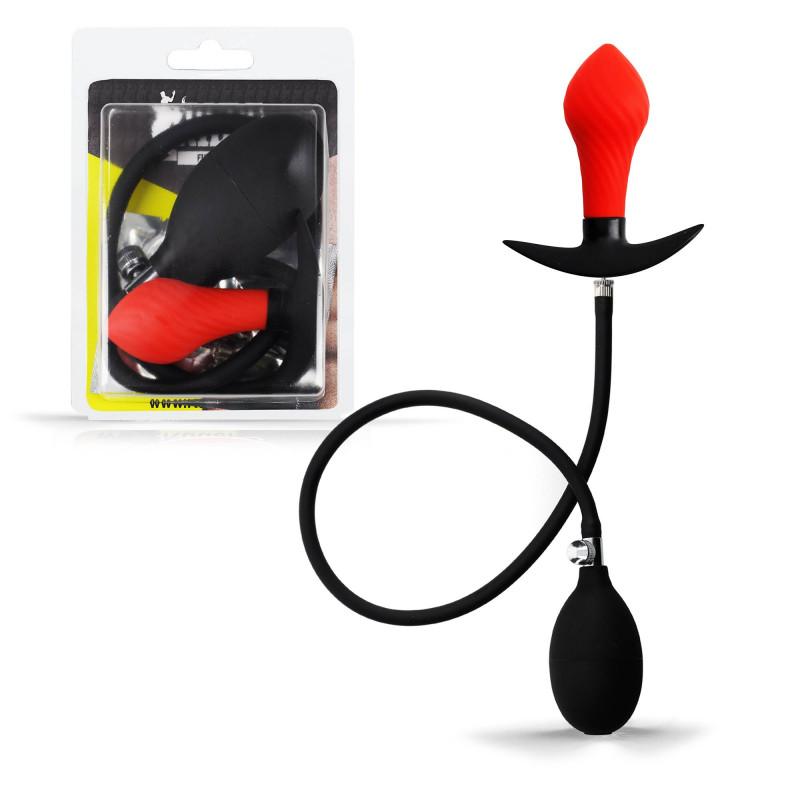 Rude Rider Inflatable Butt Plug Black/Red with Steel Ball inside Rude Rider Inflatable Butt Plug Black/Red with Steel Ball inside