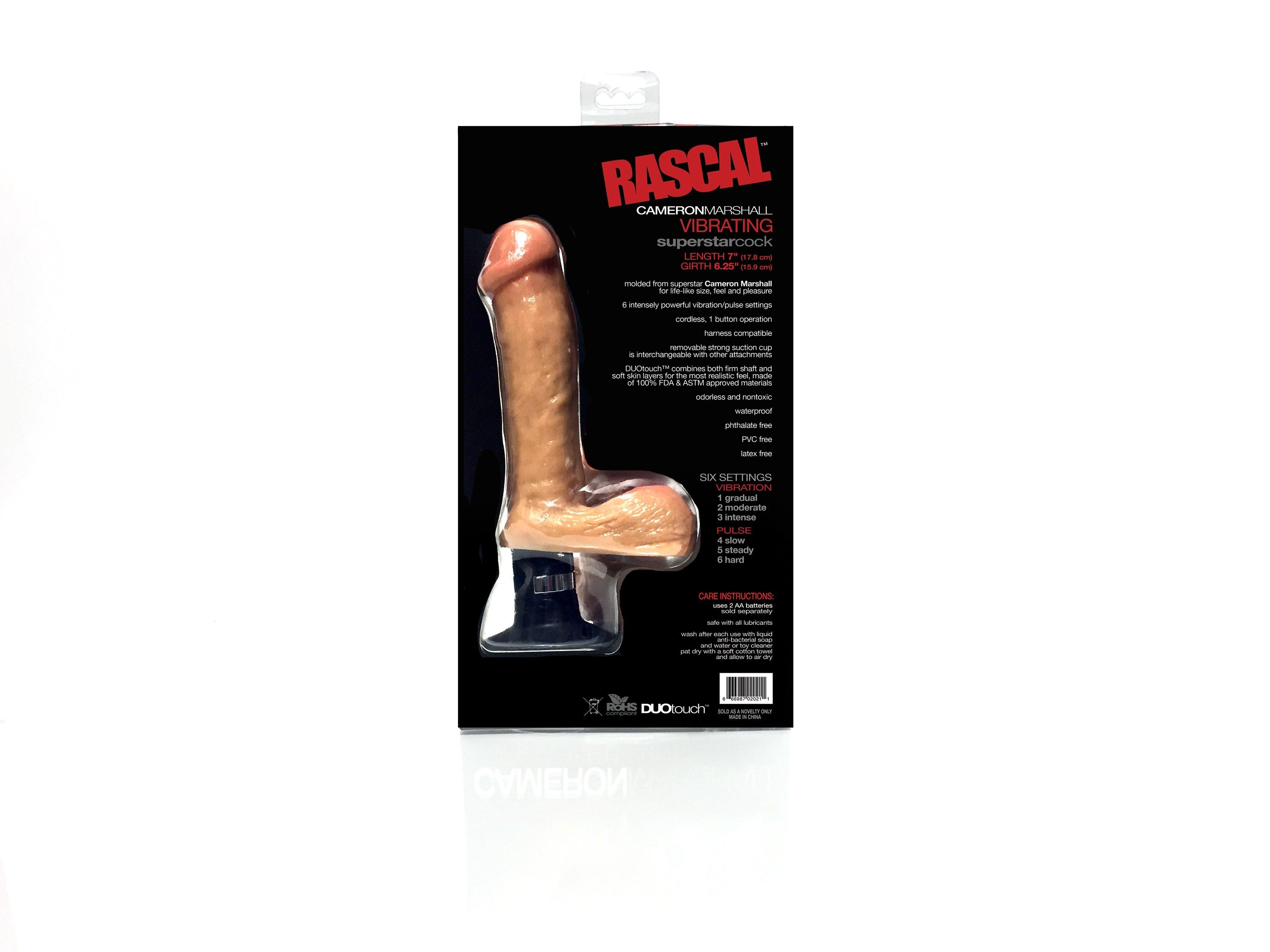 Rascal DUOtouch Vibrating Superstar Cock Cameron Marshall, Flesh, 18 cm