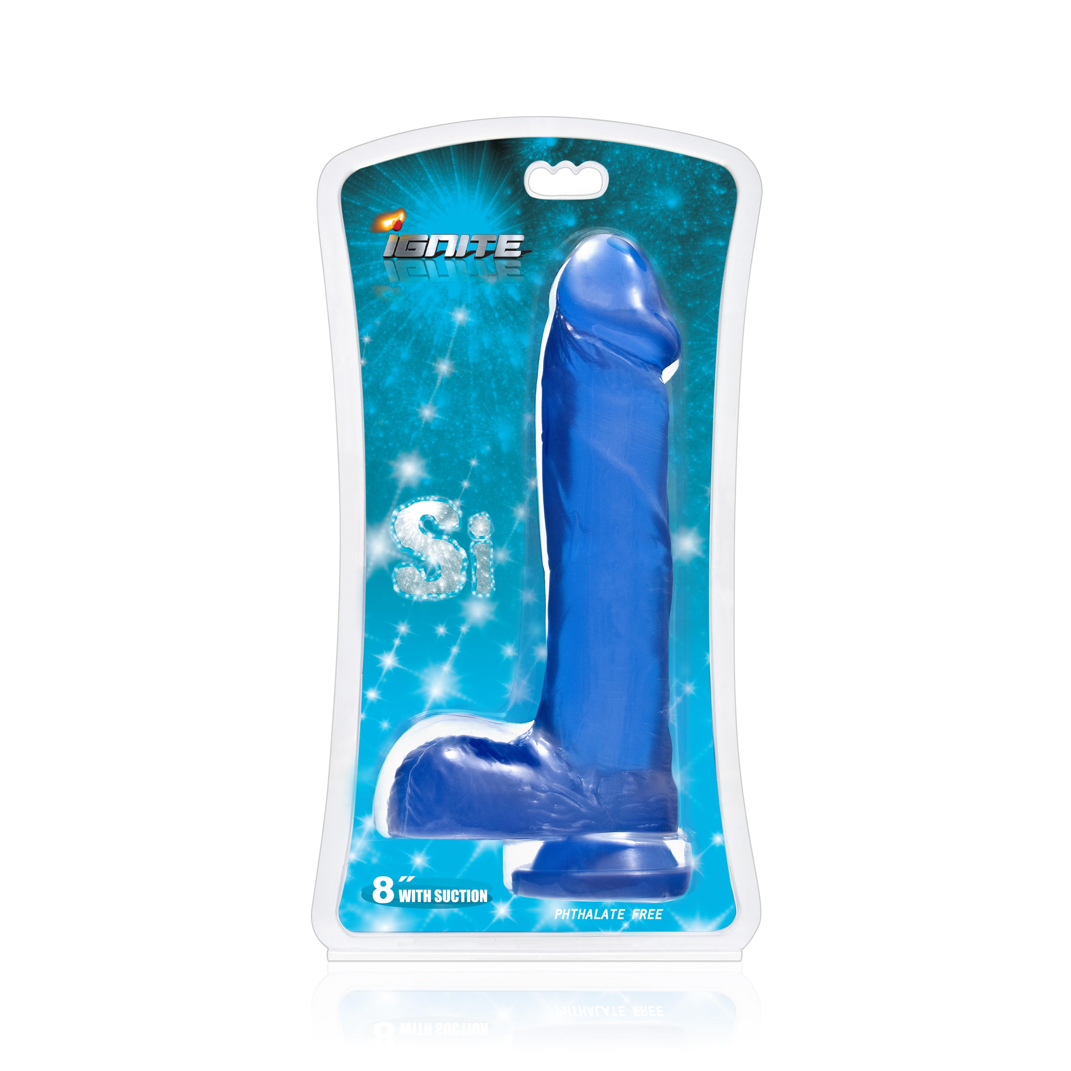 SI IGNITE Cock with Balls and Suction, Blue, 20 cm SI IGNITE Cock with Balls and Suction, Blue, 20 cm