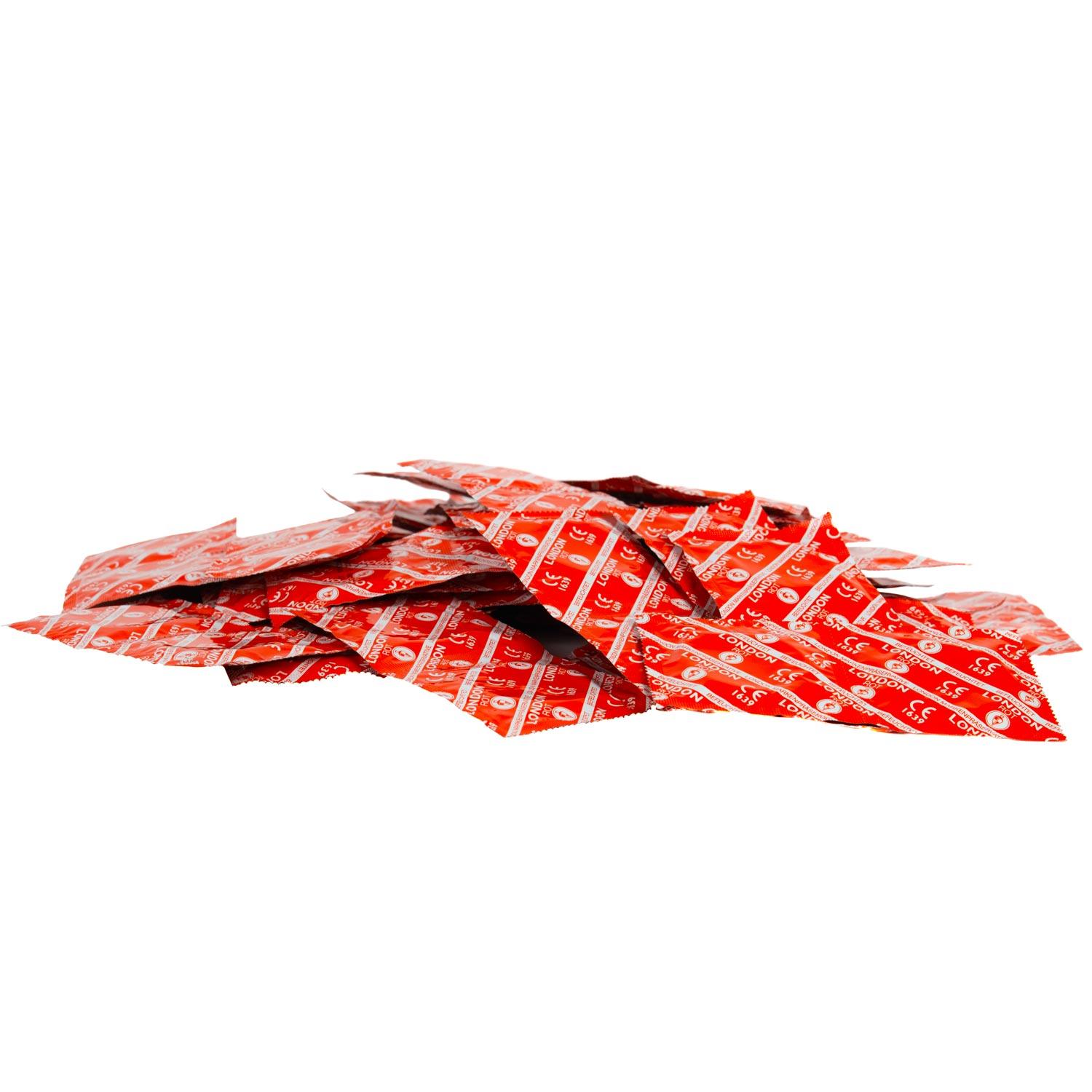 London Red, Condoms, 100 pcs, Strawberry, Ø 56mm, 205mm