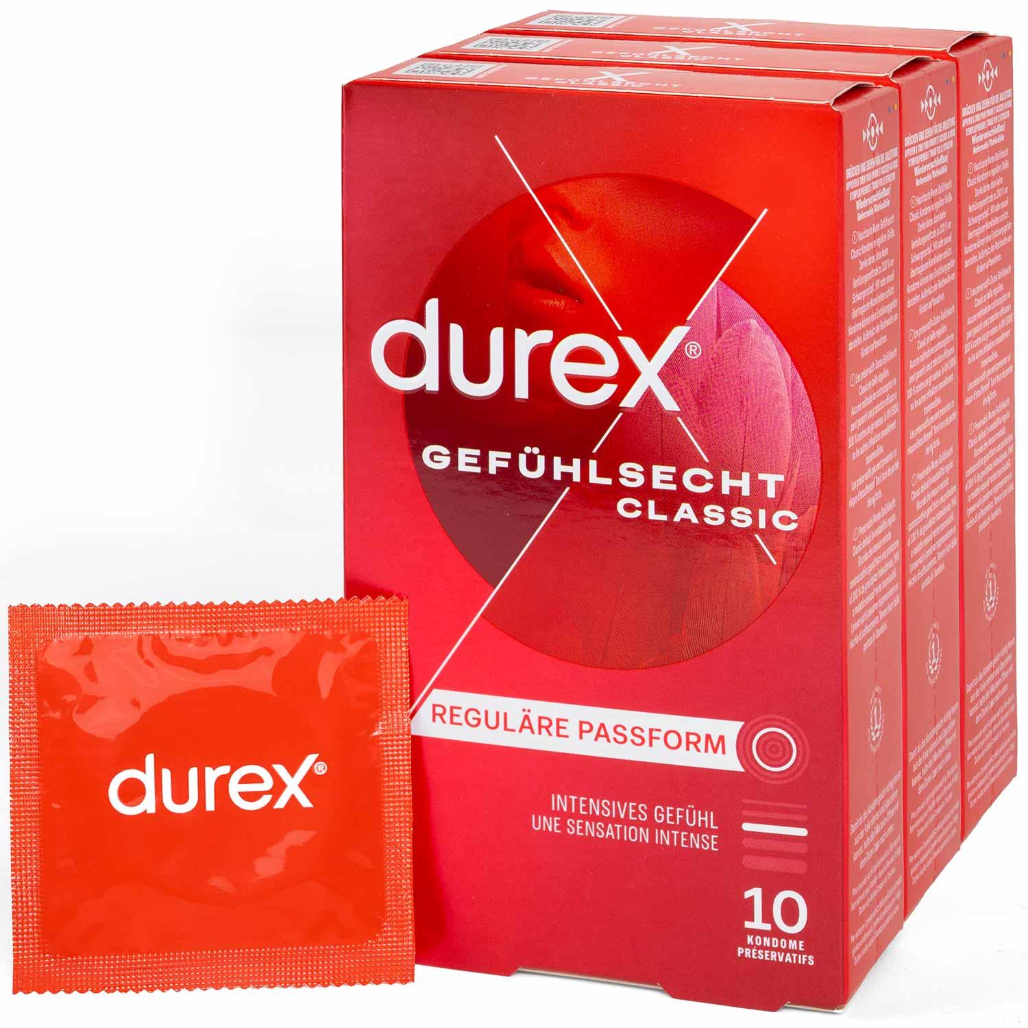 Durex Gefühlsecht Classic Condoms 10pcs, with Reservoir, Ø 56mm, 195mm