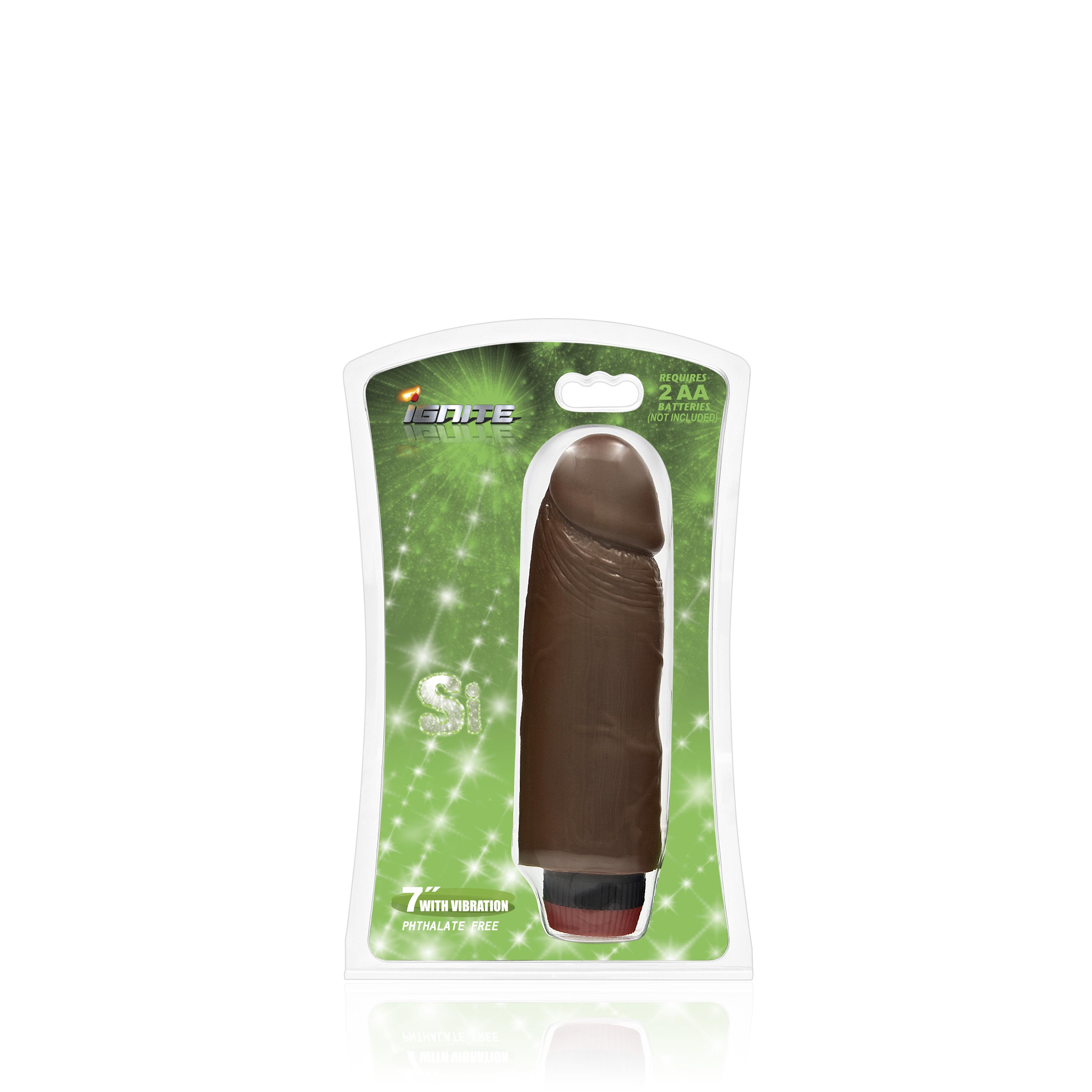 SI IGNITE Cock Dong with Vibration, Brown, 18 cm
