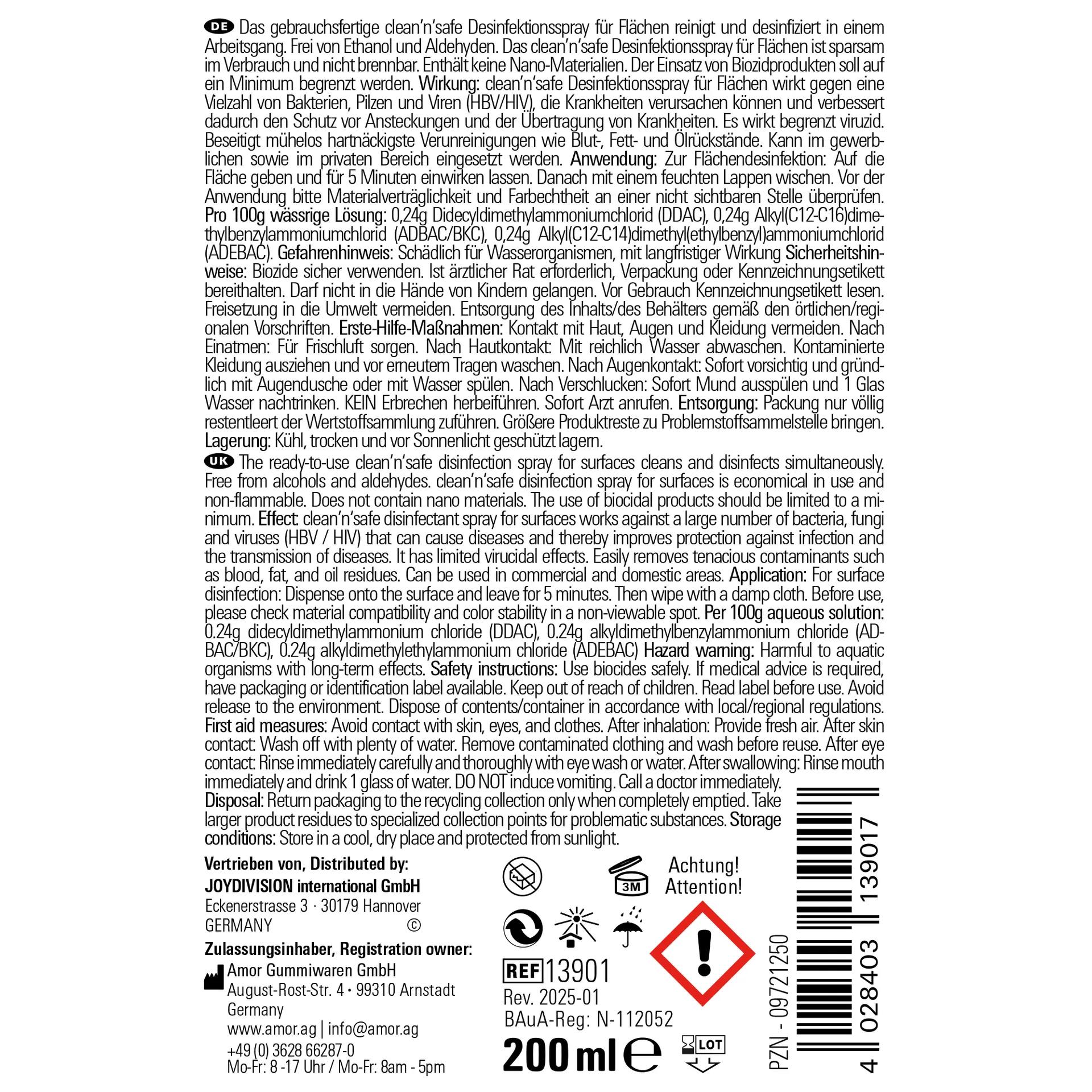 JoyDivision clean'n'safe Cleaning & Disinfection, Toy Cleaner, 200 ml 