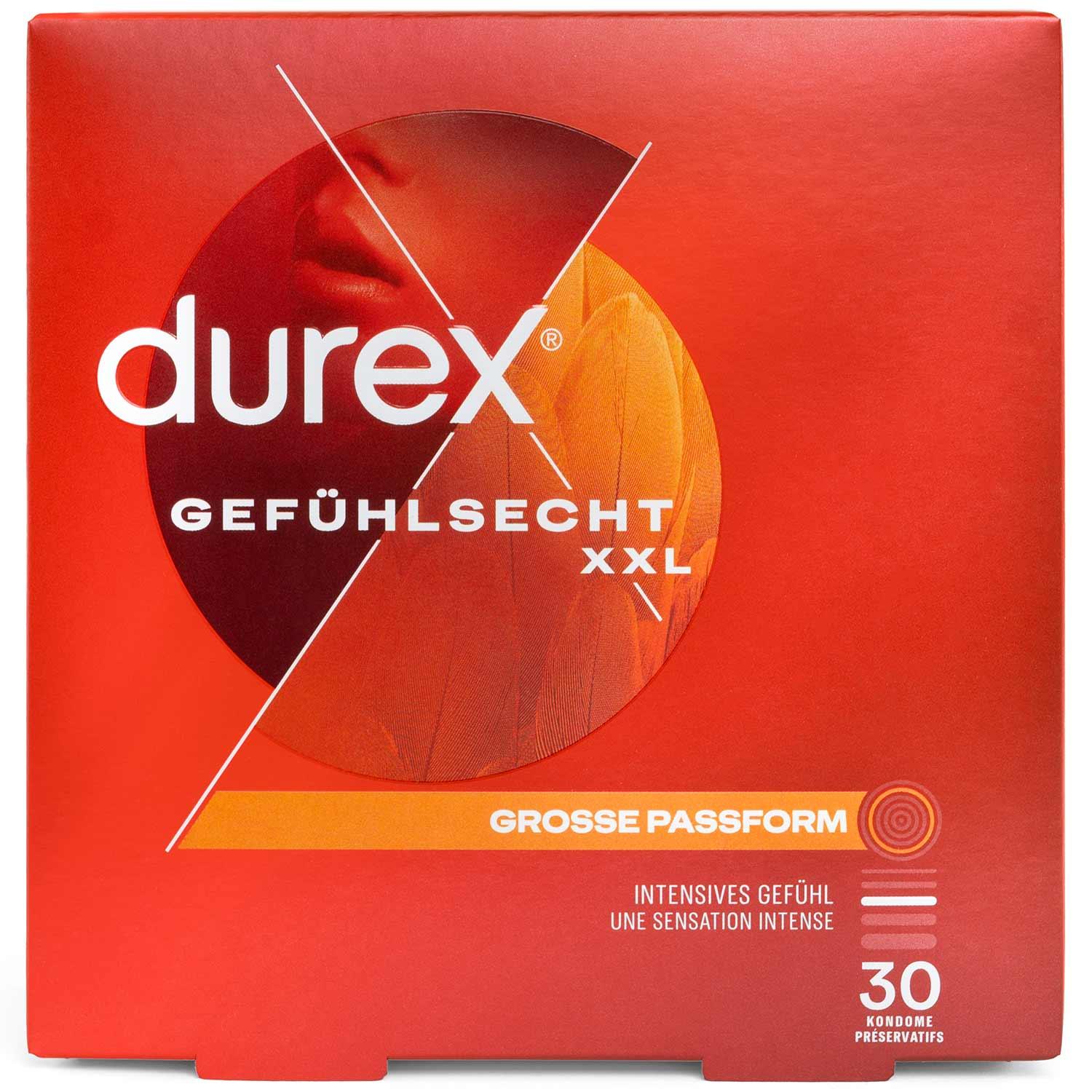 Durex Gefühlsecht XXL Condoms 30pcs, with Reservoir, Ø 60mm, 220mm