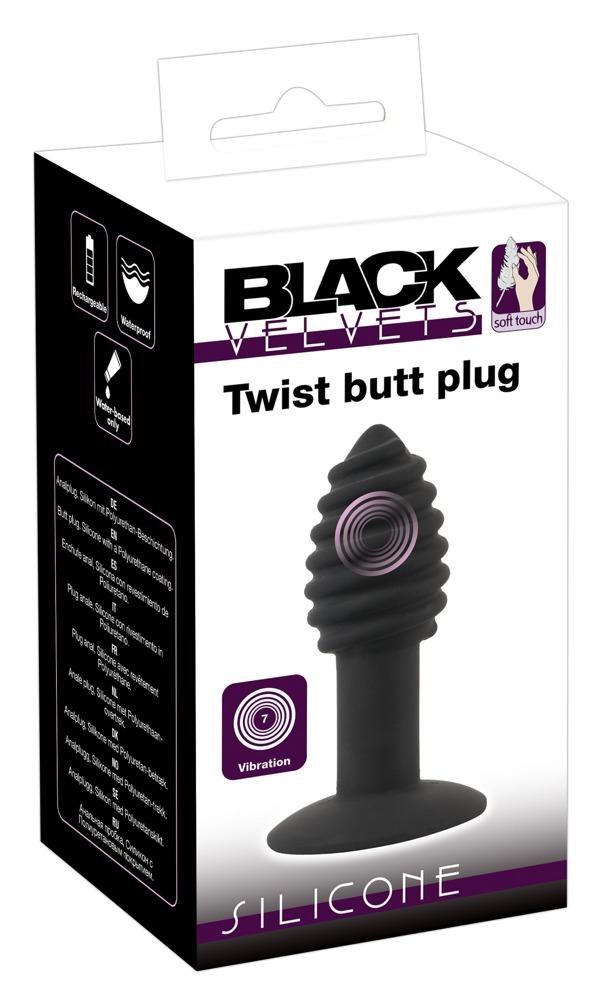Balck Velvets Twist butt plug, Black, 10,7 cm