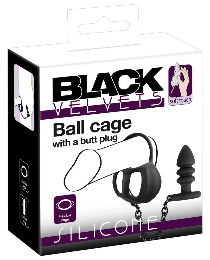 Black Velvets Ball cage with butt plug