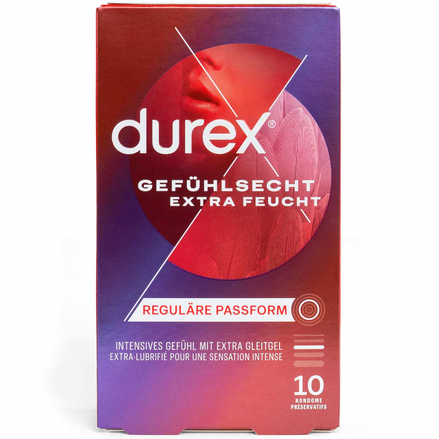 Durex Gefühlsecht Extra Feucht Condoms 10pcs, with Reservoir, Extra Lubrication, Ø 56mm, 195mm Durex Gefühlsecht Extra Feucht Condoms 10pcs, with Reservoir, Extra Lubrication, Ø 56mm, 195mm